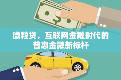 宣威微粒贷，互联网金融时代的普惠金融新标杆