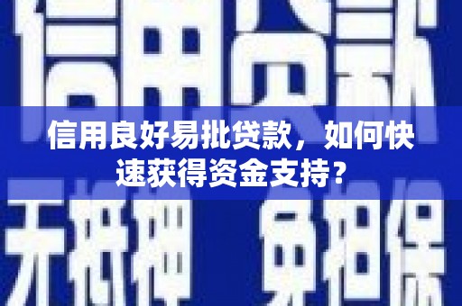 宣威信用良好易批贷款，如何快速获得资金支持？