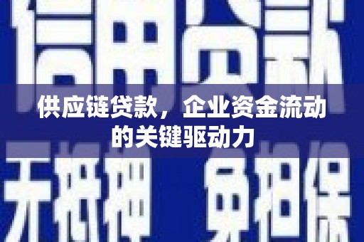 宣威供应链贷款，企业资金流动的关键驱动力