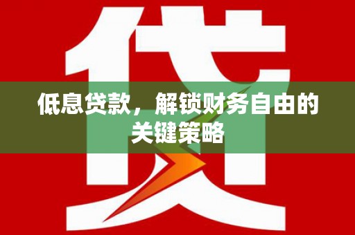 宣威低息贷款，解锁财务自由的关键策略