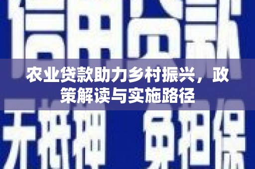 宣威农业贷款助力乡村振兴，政策解读与实施路径