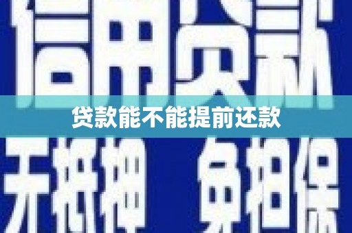 宣威贷款能不能提前还款