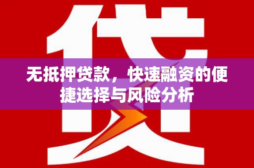 宣威无抵押贷款，快速融资的便捷选择与风险分析