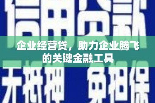 宣威企业经营贷，助力企业腾飞的关键金融工具